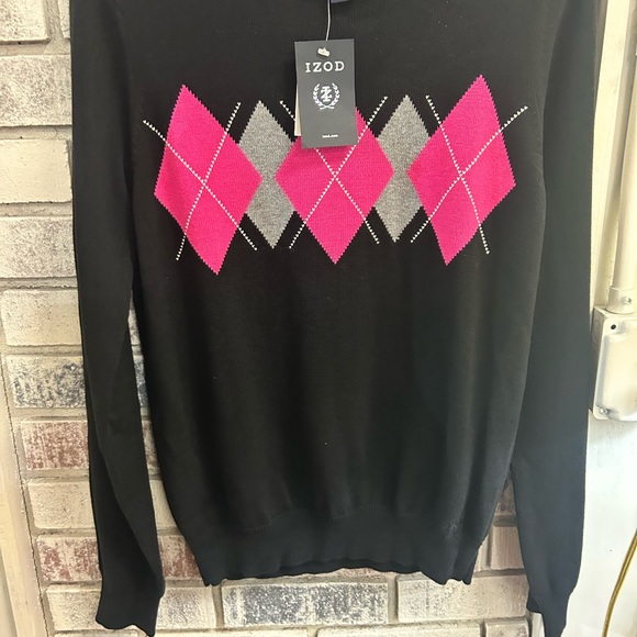 Izod ladies Size M Black Sweater With pink Diamonds - Picture 1 of 7